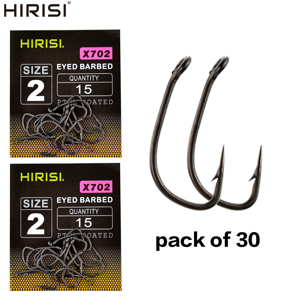Fishing Hook Assortment - 30 ชิ้น PTFE เคลือบเหล็กคาร์บอนสูงหนามปลาตะขอ Eye ปลาคาร์พอุปกรณ์ตกปลา