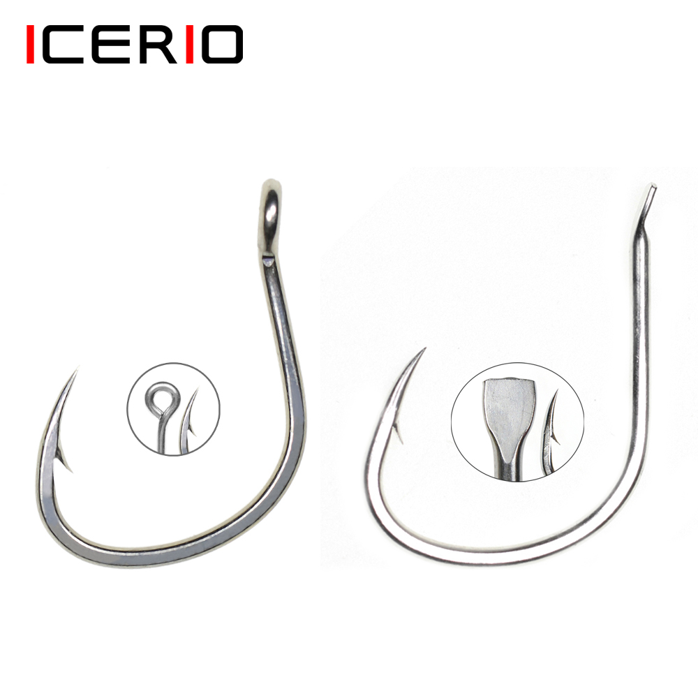 Fishing Hook Assortment - ICERIO ชุด 10 ชิ้น ตะขอเบ็ดตกปลาทะเลเคลือบดีบุกแบบด้าน ป้องกันการกัดกร่อน